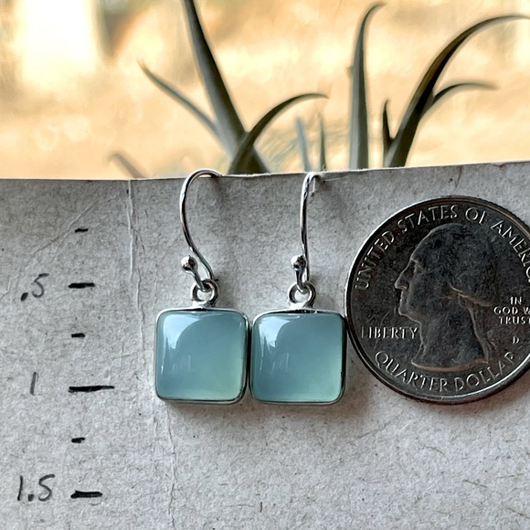 Aqua Chalcedony Sterling Silver Earrings - Picture 7 of 9